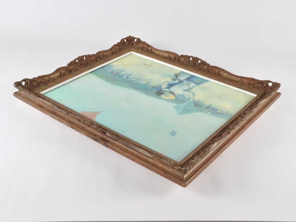 Original Framed French Impressionistic "Kite Flying" Oil Painting by Roy Austin Tamara Scott Designs