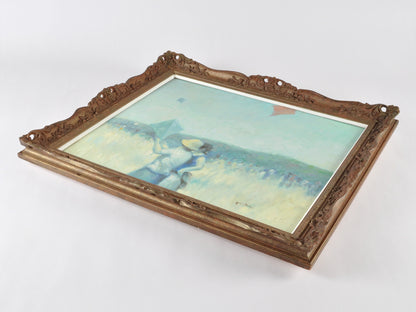 Original Framed French Impressionistic "Kite Flying" Oil Painting by Roy Austin Tamara Scott Designs