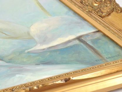 Original Framed French Impressionistic "Woman With Hats" Oil Painting by Jean Daumier Tamara Scott Designs