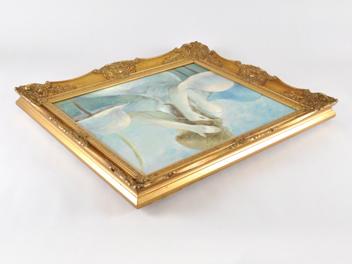 Original Framed French Impressionistic "Woman With Hats" Oil Painting by Jean Daumier Tamara Scott Designs