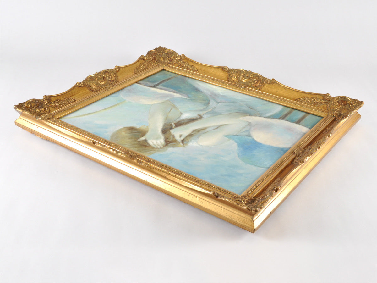 Original Framed French Impressionistic "Woman With Hats" Oil Painting by Jean Daumier Tamara Scott Designs