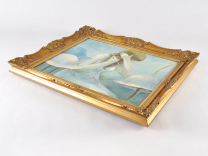 Original Framed French Impressionistic "Woman With Hats" Oil Painting by Jean Daumier Tamara Scott Designs