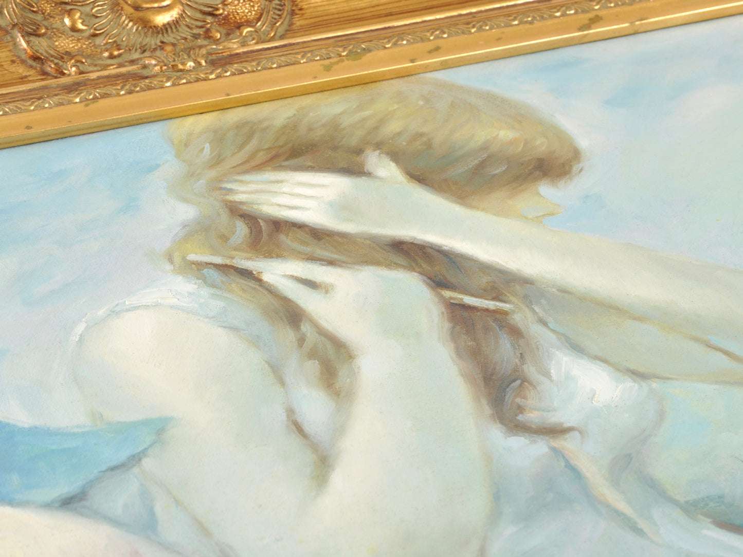 Original Framed French Impressionistic "Woman With Hats" Oil Painting by Jean Daumier Tamara Scott Designs