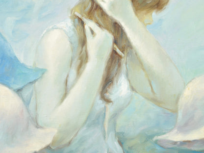 Original Framed French Impressionistic "Woman With Hats" Oil Painting by Jean Daumier Tamara Scott Designs