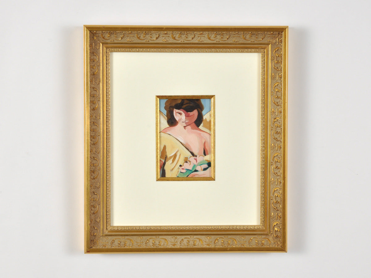 Original Oil Painting-Guardian Angel-Ornate Gold Gilded Wood Framed and Matted-by Tamara Scott