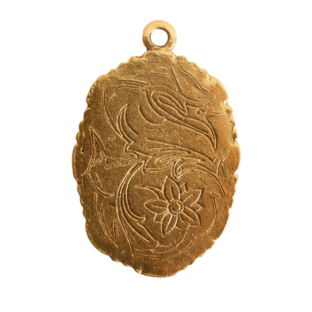 Nunn Design-Bezel-34x22mm Ornate Large Pendant Oval-Single Loop-Antique Gold