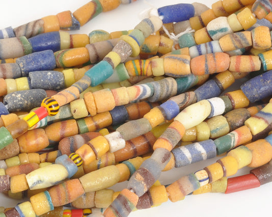 Pulverized Glass Trade Beads, 5-8mm Ghana, Colorful Sandcast African Beads, 36 Inch Strand, Recycled Glass Beads for Jewelry Making