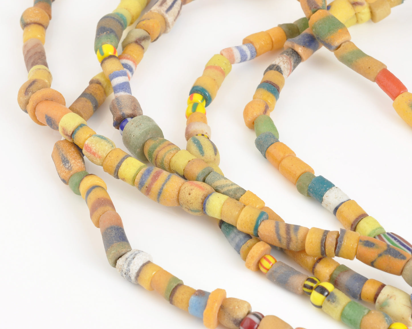 Pulverized Glass Trade Beads, 5-8mm Ghana, Colorful Sandcast African Beads, 36 Inch Strand, Recycled Glass Beads for Jewelry Making
