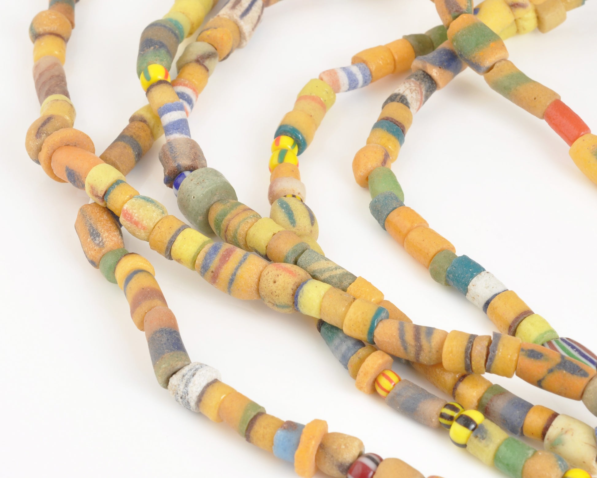 Pulverized Glass Trade Beads, 5-8mm Ghana, Colorful Sandcast African Beads, 36 Inch Strand, Recycled Glass Beads for Jewelry Making