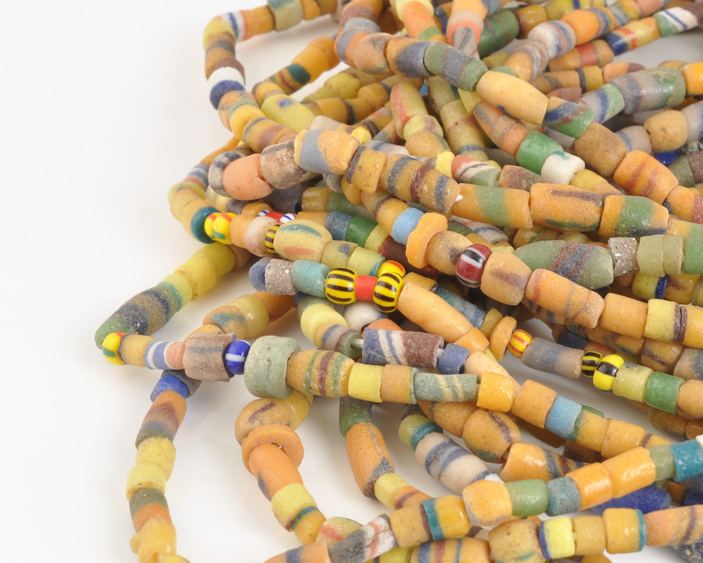 Pulverized Glass Trade Beads, 5-8mm Ghana, Colorful Sandcast African Beads, 36 Inch Strand, Recycled Glass Beads for Jewelry Making