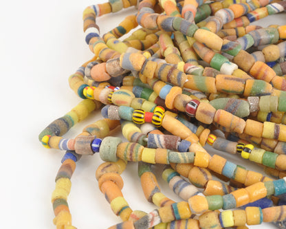Pulverized Glass Trade Beads, 5-8mm Ghana, Colorful Sandcast African Beads, 36 Inch Strand, Recycled Glass Beads for Jewelry Making