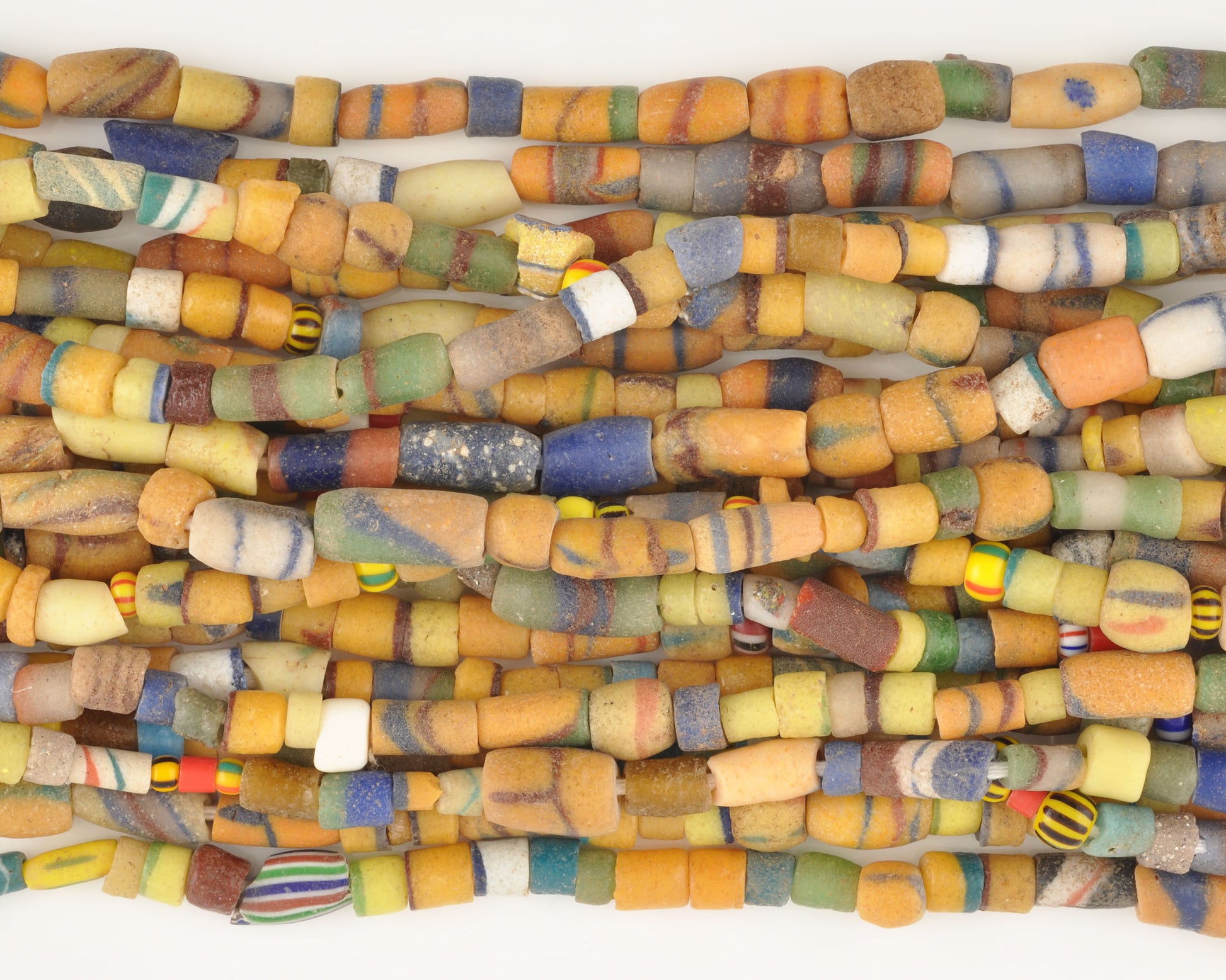 Pulverized Glass Trade Beads, 5-8mm Ghana, Colorful Sandcast African Beads, 36 Inch Strand, Recycled Glass Beads for Jewelry Making