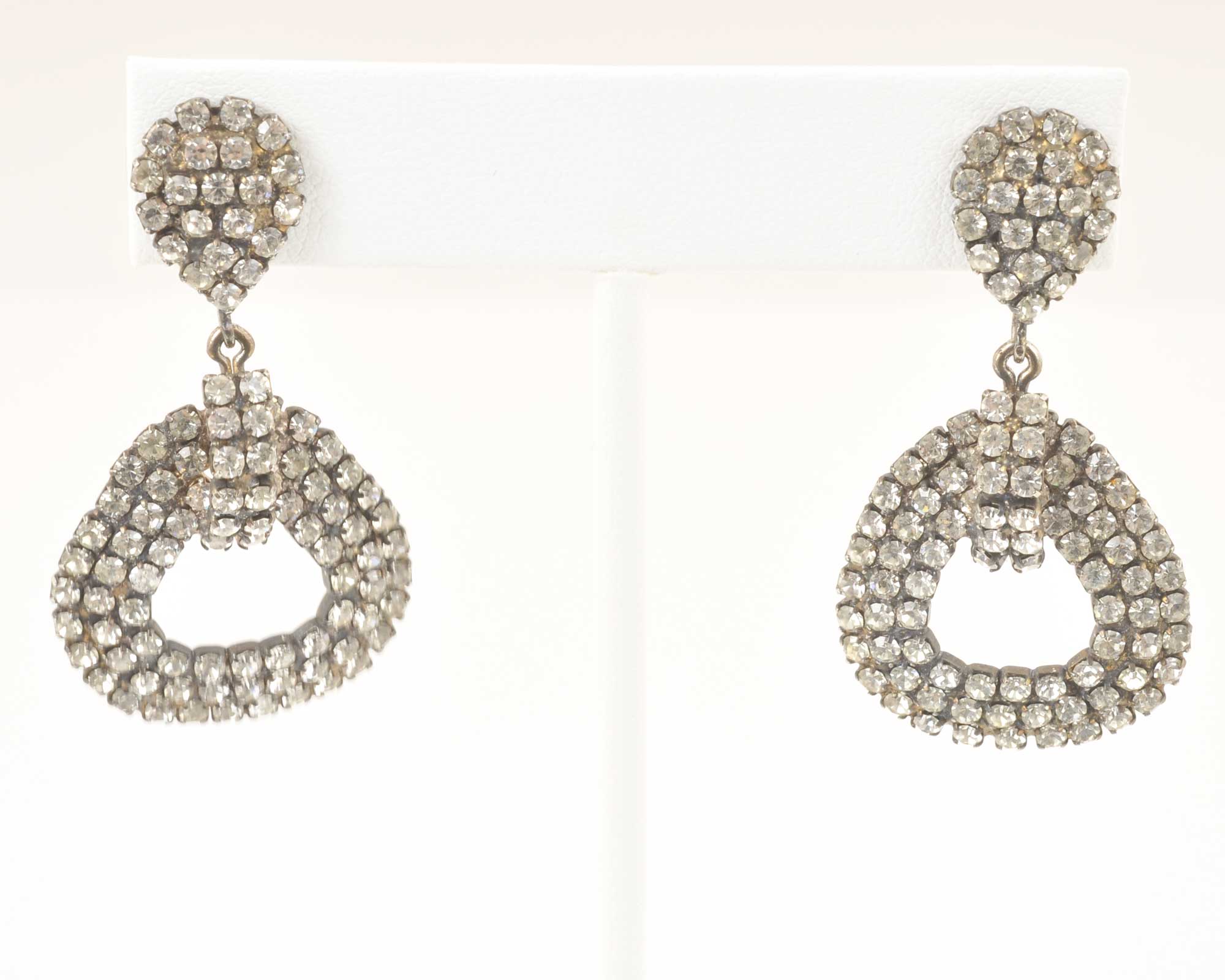 Finished Jewelry-Vintage-Crystal Rhinestone Hoop Earrings-Dangle Earrings