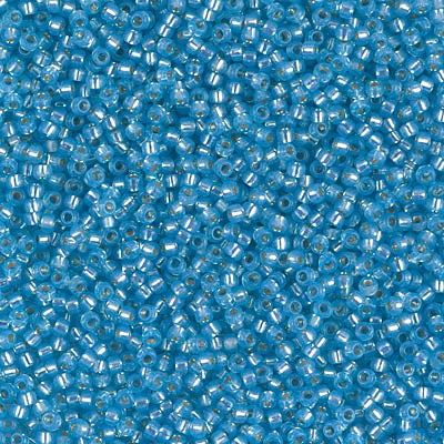 Seed Beads-15/0 Round-573 Dyed Aqua Silverlined Alabaster-Miyuki-7 Grams