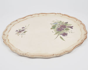 Beautiful Decorative Florentine Tray-Antique Italian Tray-Violet Floral Hand Painted-Vintage Home Decor-Large Shabby Chic Wooden Vanity Tray-Tamara Scott Designs