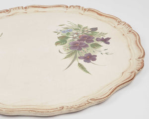 Beautiful Decorative Florentine Tray-Antique Italian Tray-Violet Floral Hand Painted-Vintage Home Decor-Large Shabby Chic Wooden Vanity Tray-Tamara Scott Designs