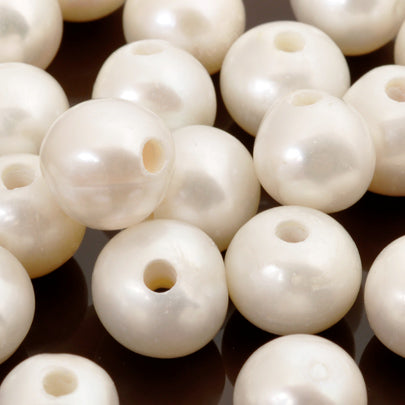 Large Hole Freshwater Pearl-White-8mm-Quantity 1