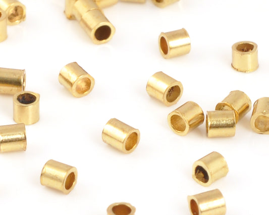 Beadsmith 2mm gold plated crimp tubes, 100 count for jewelry making