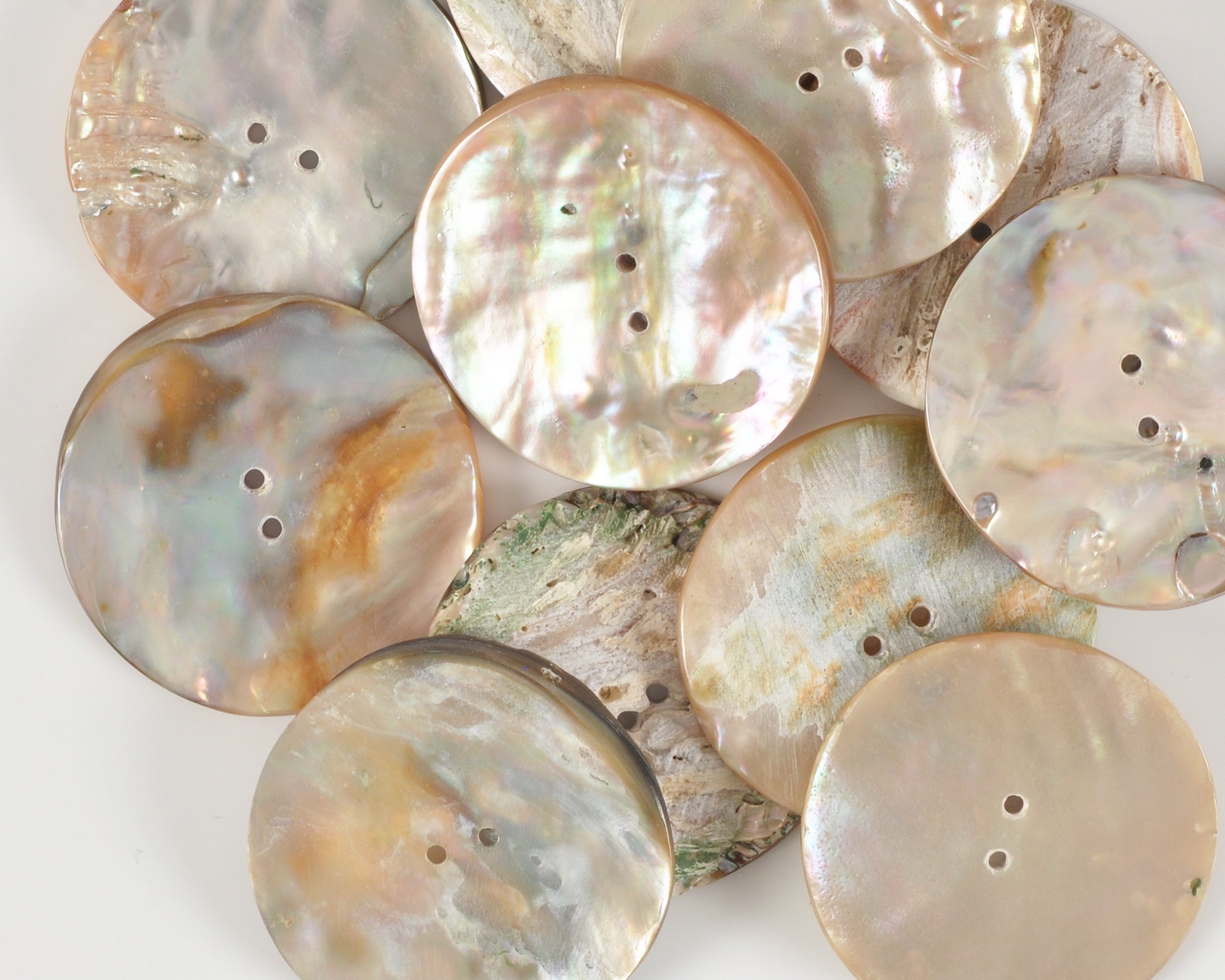 Button-30mm Iridescent Pāua Shell-White-Quantity 1 Tamara Scott Designs