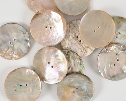 Button-30mm Iridescent Pāua Shell-White-Quantity 1 Tamara Scott Designs