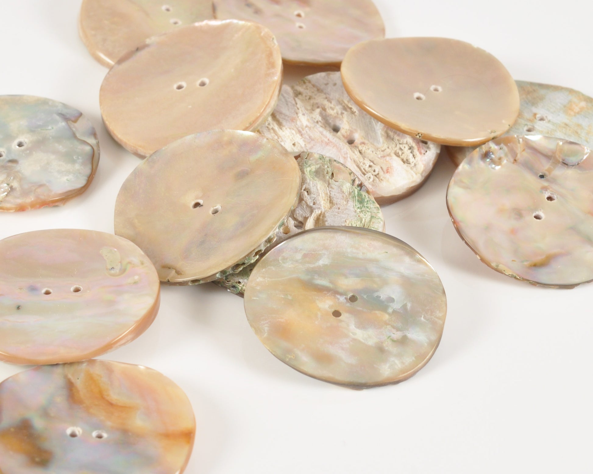 Button-30mm Iridescent Pāua Shell-White-Quantity 1 Tamara Scott Designs