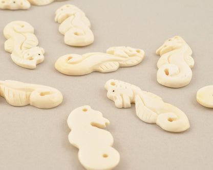 Carved Pendants-42x15mm Seahorse-Off White-Quantity 1 Tamara Scott Designs