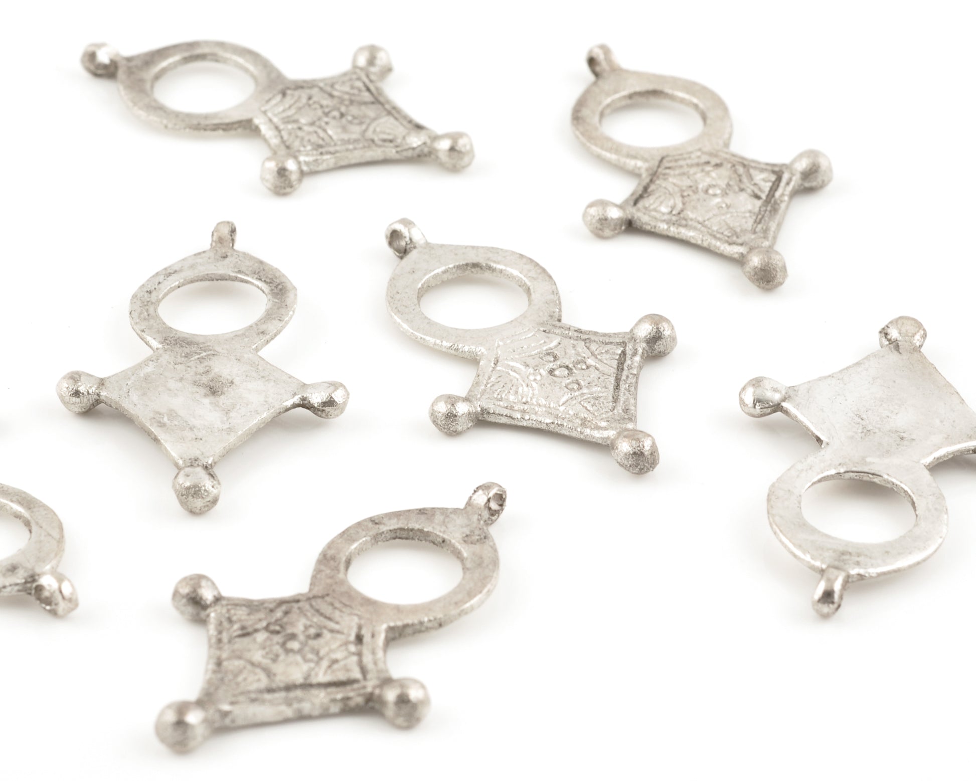 Casting Pendants-25x43mm Tuareg Cross-Open Tone Tribal Talisman-Handcrafted Silver-Quantity 1