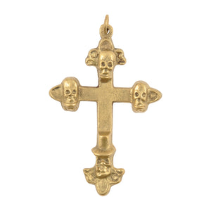 Casting Pendants-38x60mm Brass Cross With Skull Heads-Quantity 1 Tamara Scott Designs