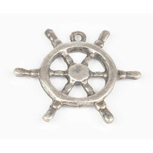 Casting Pendants-46x40mm Ships Wheel-Antique Silver