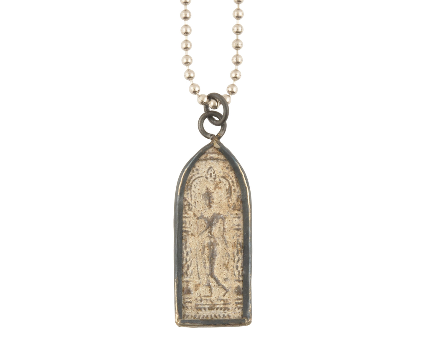 Finished Jewelry-Walking Buddha-Old Patina-Nickel Silver Ball Chain Necklace-24 Inches Tamara Scott Designs