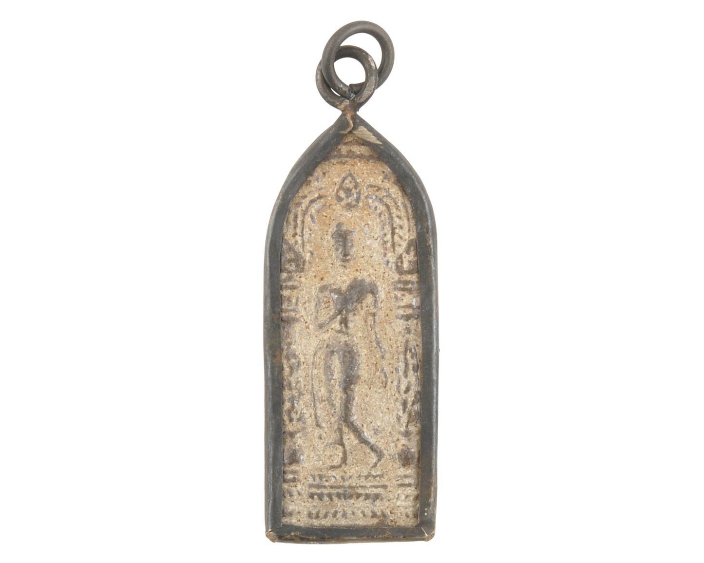 Casting Pendants-Metal-16x46mm Walking Buddha-Old Patina-Thailand-Quantity 1