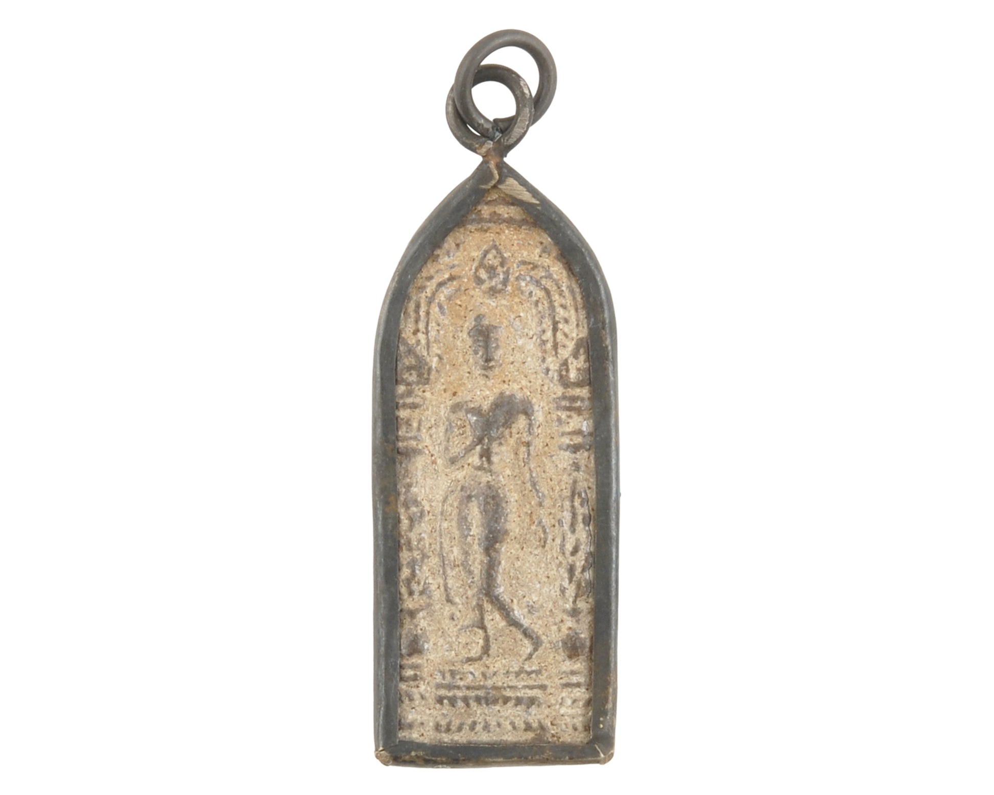 Casting Pendants-Metal-16x46mm Walking Buddha-Old Patina-Thailand-Quantity 1