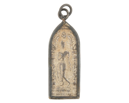 Casting Pendants-Metal-16x46mm Walking Buddha-Old Patina-Thailand-Quantity 1
