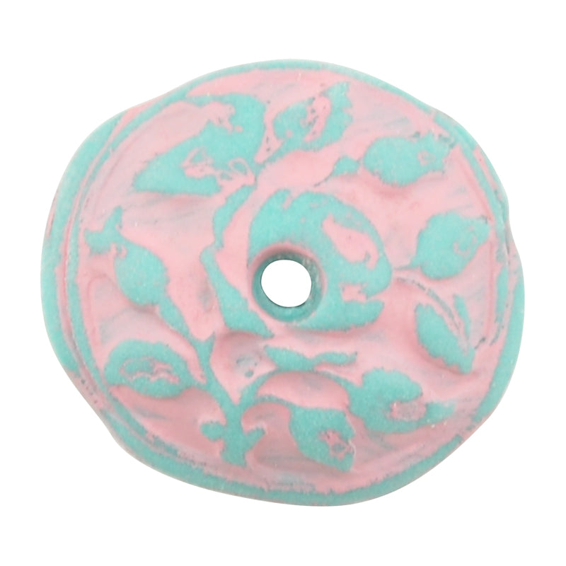 Ceramic Beads-18x5mm Bead Cap-Baroque Vines-Fiji Pink-Quantity 1