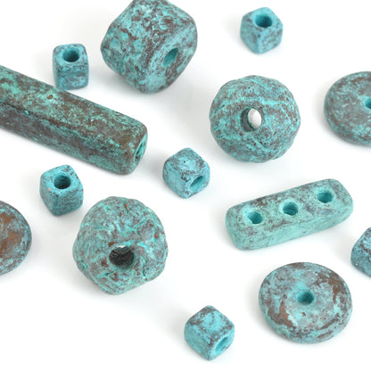 Ceramic Bead Mix-Green Patina-15 Grams