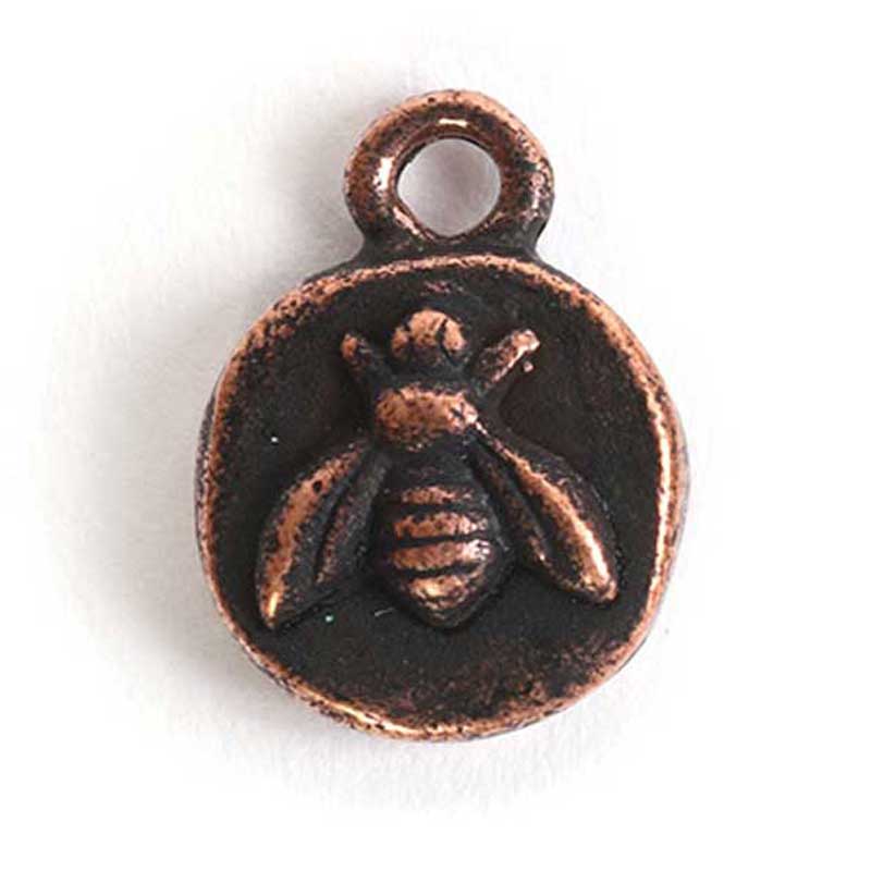 Nunn Design-Pewter-12mm Organic Itsy Bee Charm-Antique Copper-Quantity 1