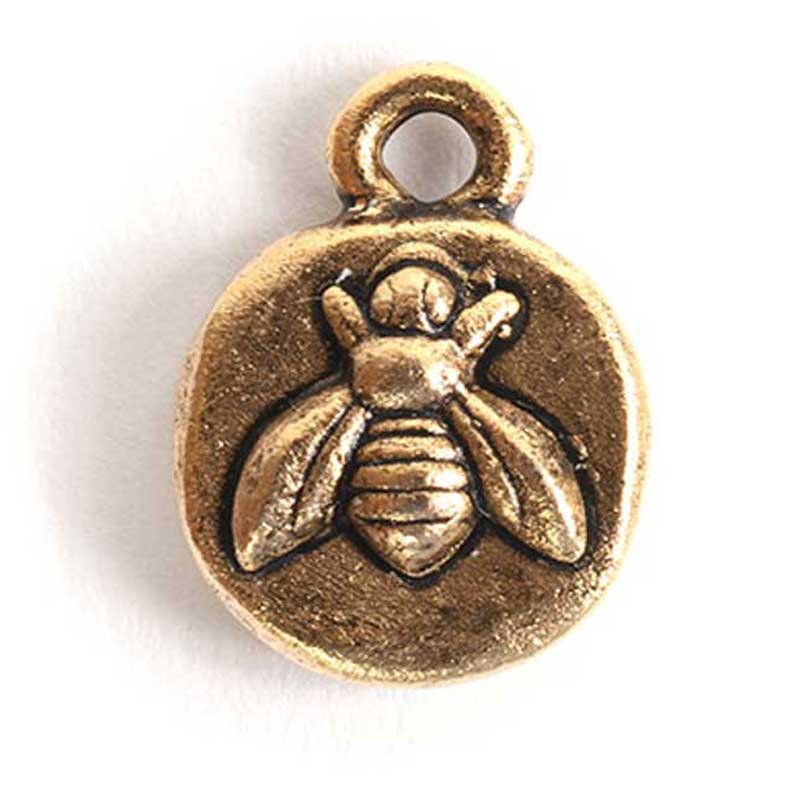 Nunn Design-Pewter-12mm Organic Itsy Bee Charm-Antique Gold-Quantity 1