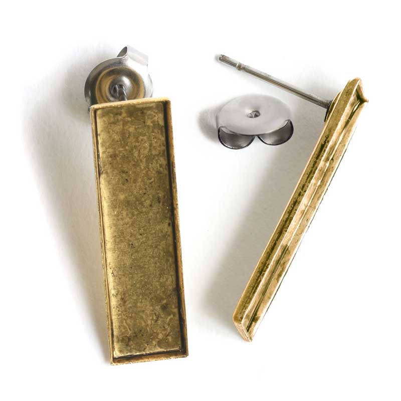 Nunn Design-Earring Post 22mm Rectangle-Antique Gold- Tamara Scott Designs