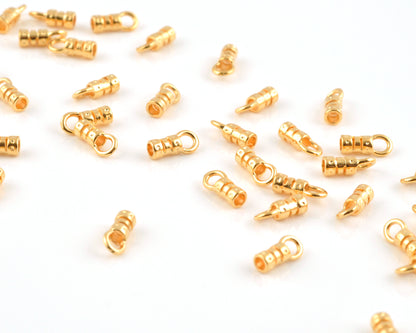 Findings-7.4x2.9mm ID Crimp End With Ring-(Fits Our 1.5mm Leather Cording)-Gold-Quantity 2 Tamara Scott Designs