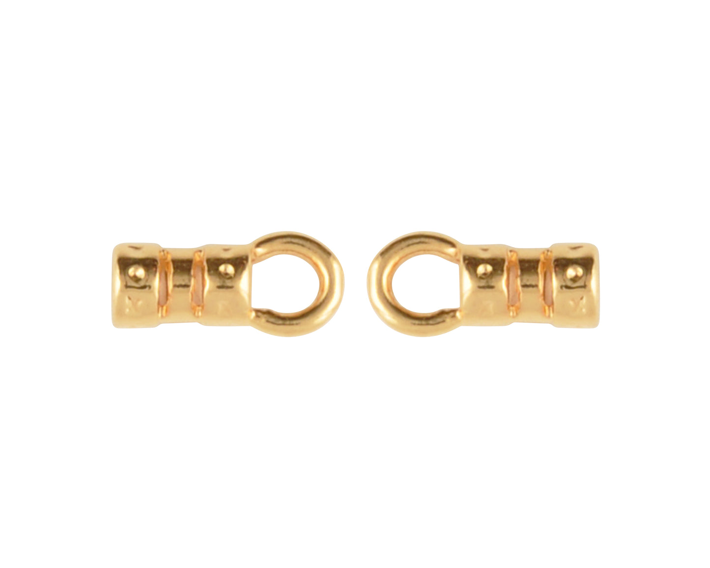 Findings-7.4x2.9mm ID Crimp End With Ring-(Fits Our 1.5mm Leather Cording)-Gold-Quantity 2 Tamara Scott Designs