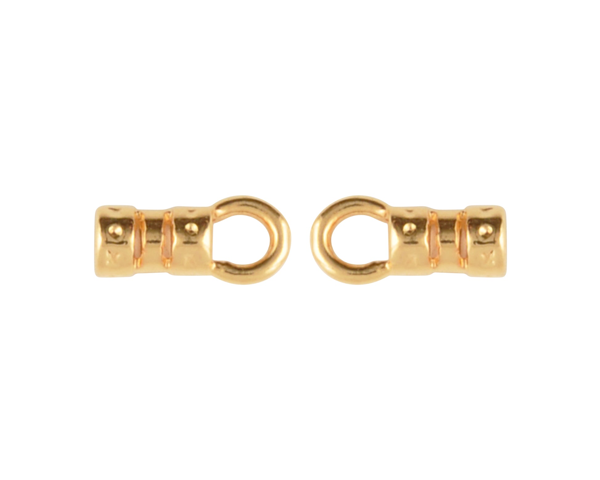 Findings-7.4x2.9mm ID Crimp End With Ring-(Fits Our 1.5mm Leather Cording)-Gold-Quantity 2 Tamara Scott Designs
