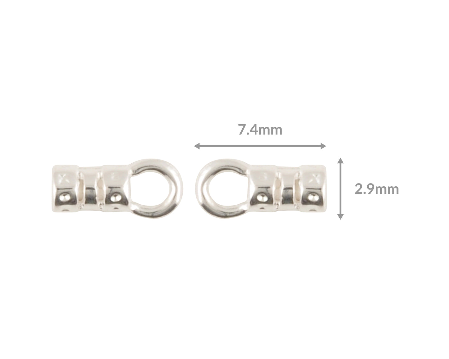 Findings-7.4x2.9mm ID Crimp End With Ring-(Fits Our 1.5mm Leather Cording)-Silver-Quantity 2 Tamara Scott Designs