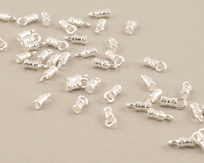 Findings-7.4x2.9mm ID Crimp End With Ring-(Fits Our 1.5mm Leather Cording)-Silver-Quantity 2 Tamara Scott Designs