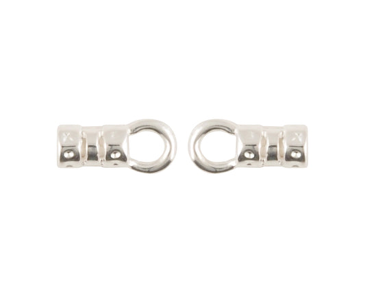 Findings-7.4x2.9mm ID Crimp End With Ring-(Fits Our 1.5mm Leather Cording)-Silver-Quantity 2 Tamara Scott Designs