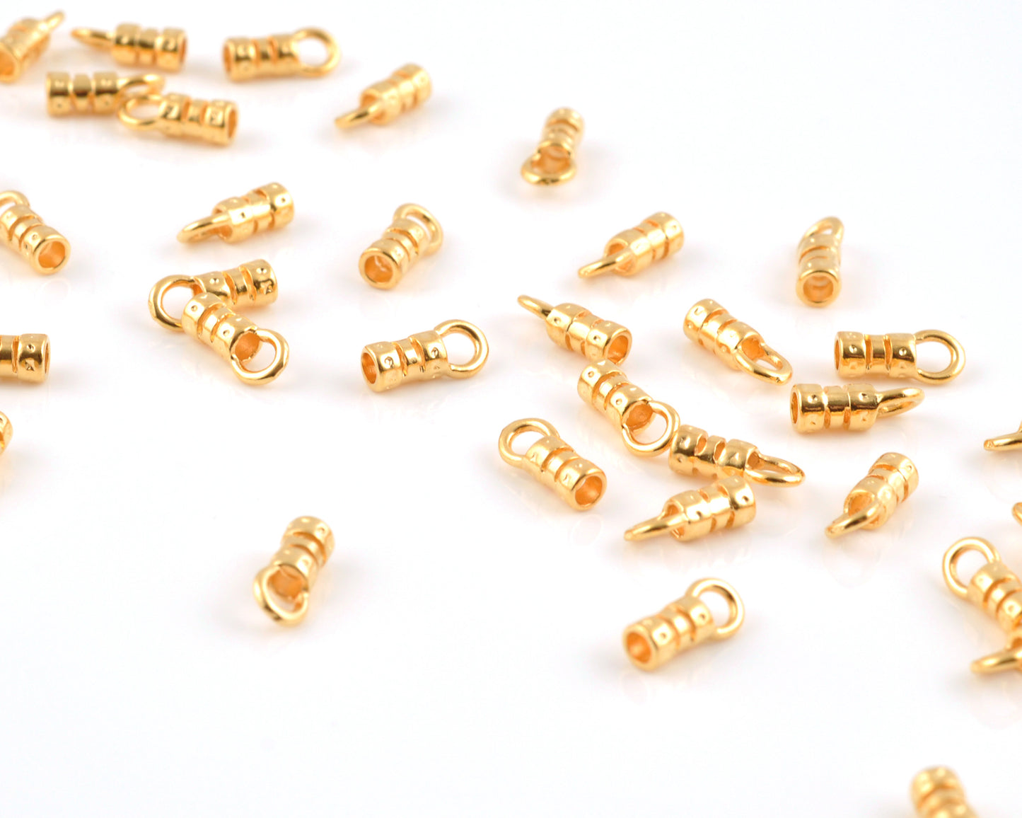 Findings-9.3x3.4mm ID Crimp End With Ring-(Fits Our 2mm Leather Cording)-Gold-Quantity 2 Tamara Scott Designs