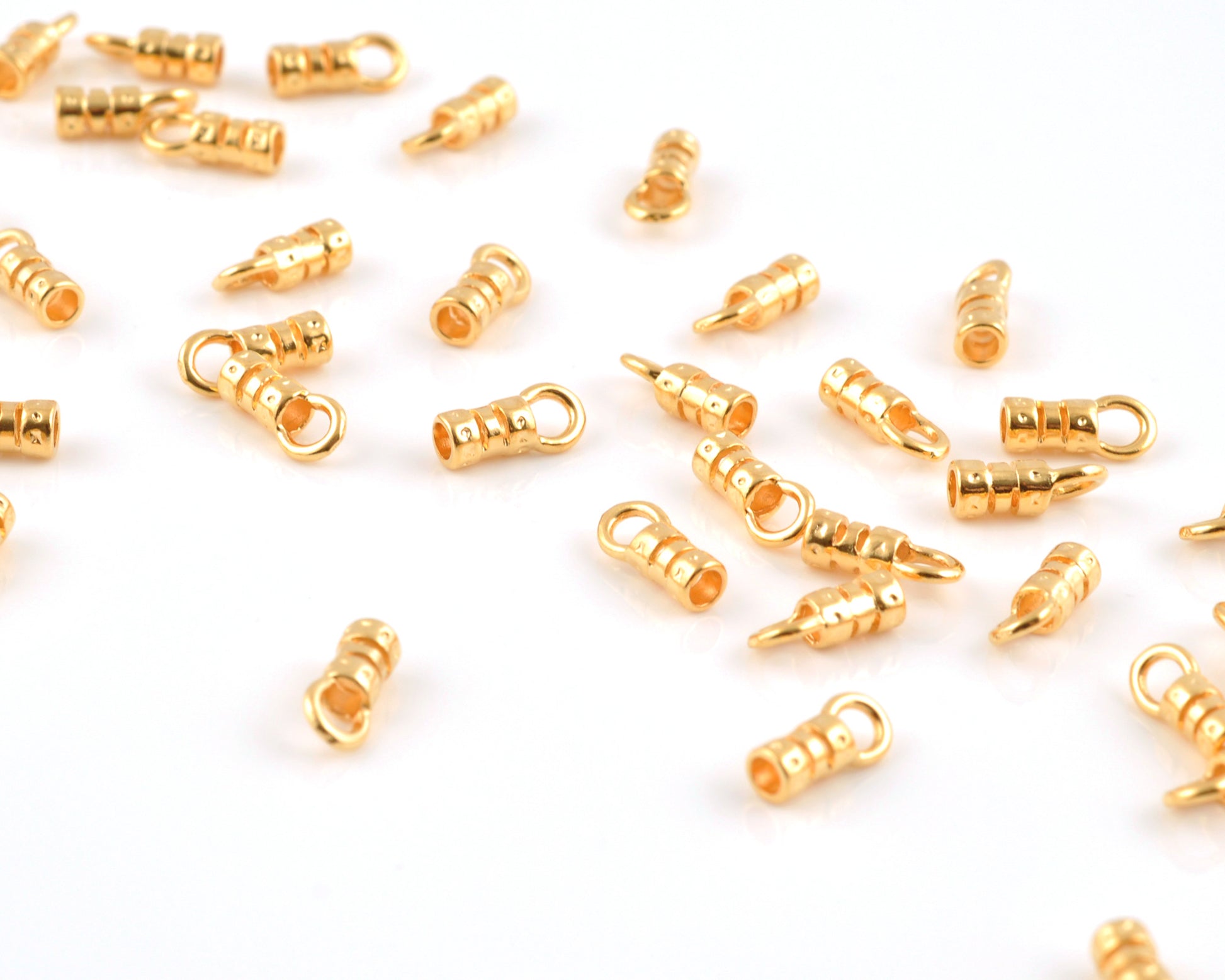 Findings-9.3x3.4mm ID Crimp End With Ring-(Fits Our 2mm Leather Cording)-Gold-Quantity 2 Tamara Scott Designs