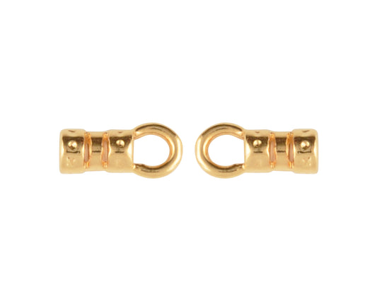 Findings-9.3x3.4mm ID Crimp End With Ring-(Fits Our 2mm Leather Cording)-Gold-Quantity 2 Tamara Scott Designs