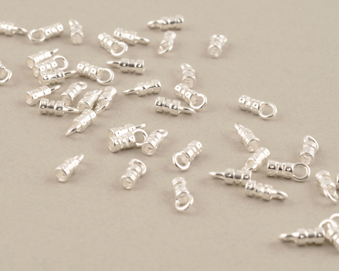 Findings-9.3x3.4mm ID Crimp End With Ring-(Fits Our 2mm Leather Cording)-Silver-Quantity 2 Tamara Scott Designs