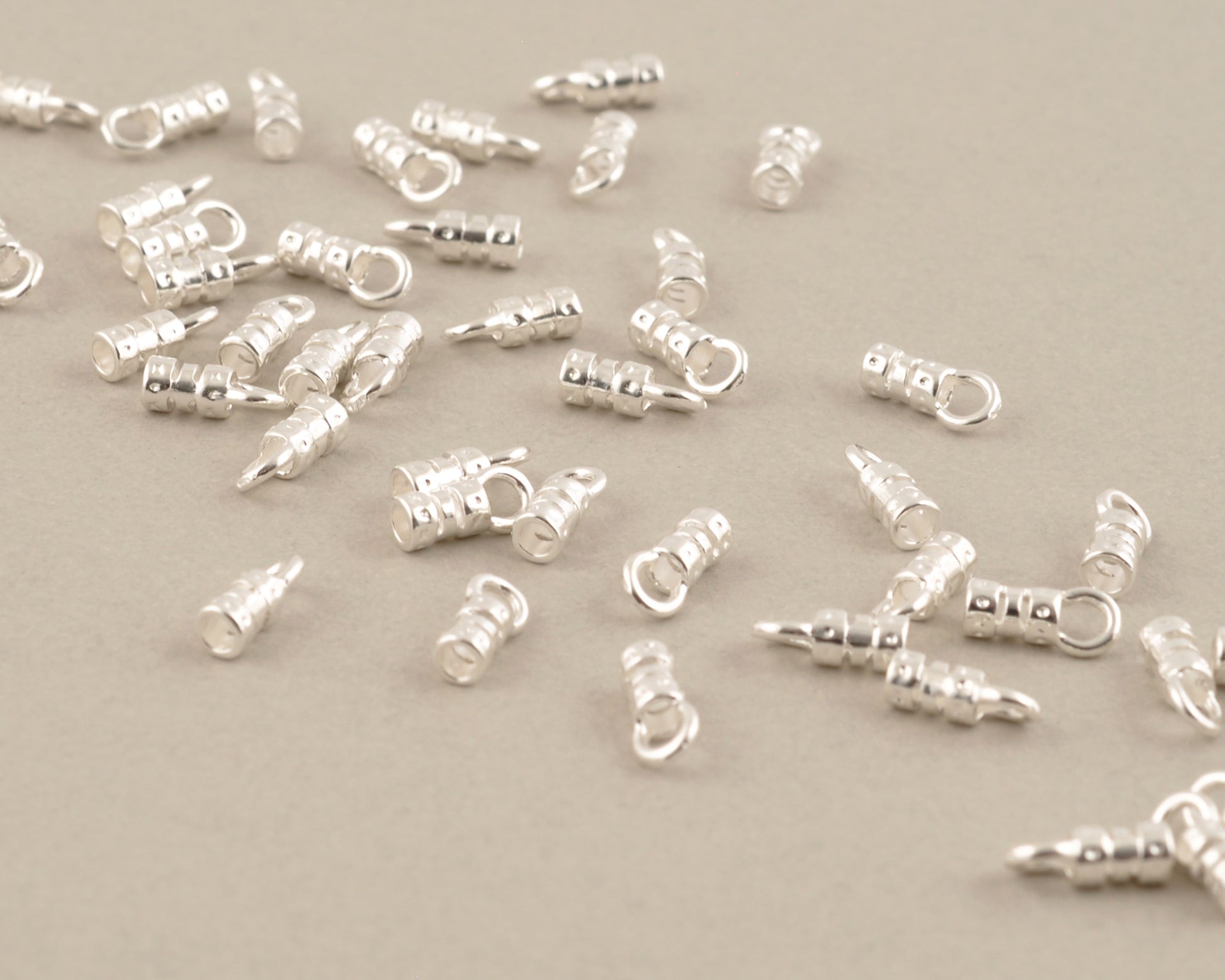 Findings-9.3x3.4mm ID Crimp End With Ring-(Fits Our 2mm Leather Cording)-Silver-Quantity 2 Tamara Scott Designs