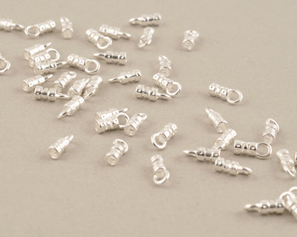Findings-9.3x3.4mm ID Crimp End With Ring-(Fits Our 2mm Leather Cording)-Silver-Quantity 2 Tamara Scott Designs